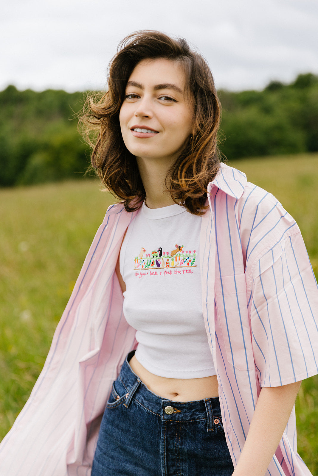 Do Your Best Embroidered Crop Vest Top