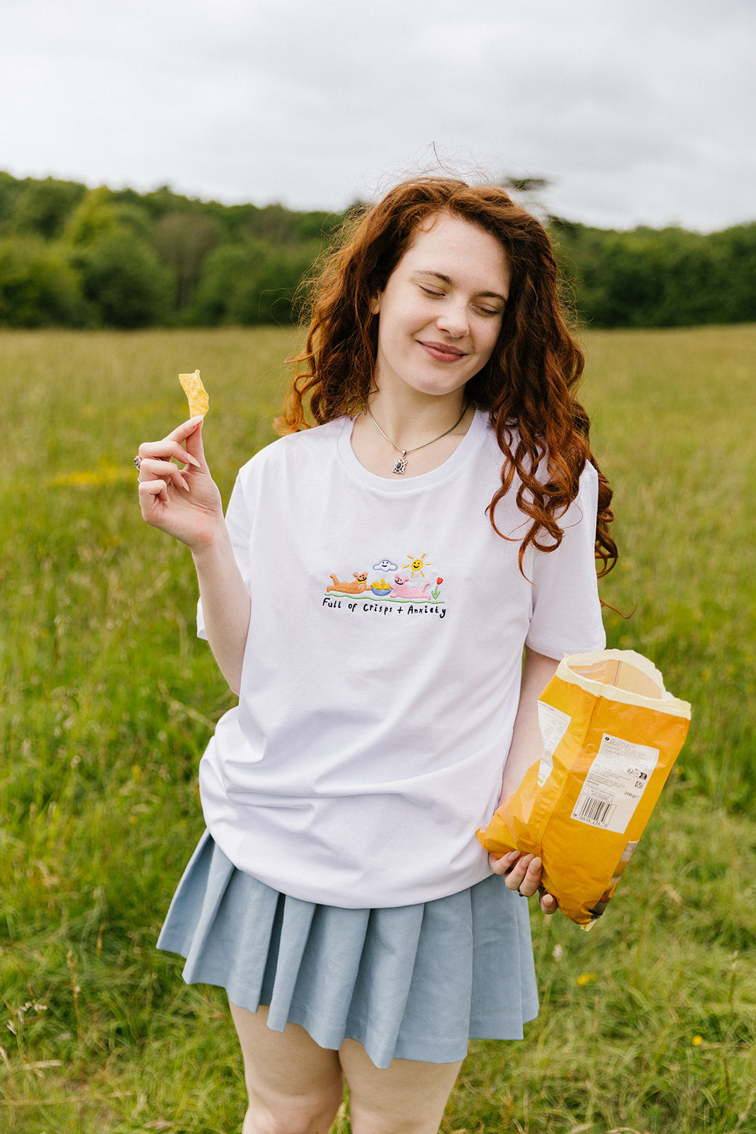 Crisps &amp; Anxiety Embroidered Organic T-Shirt