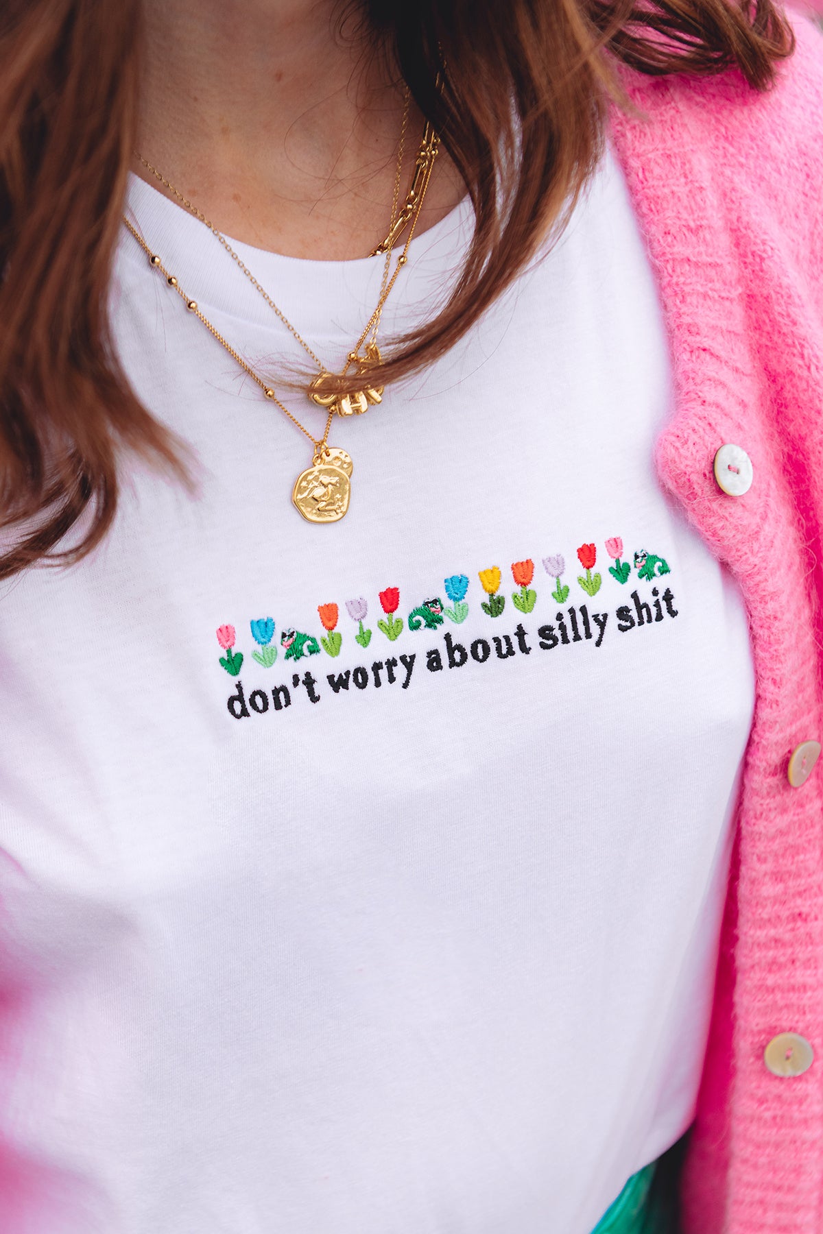 Don&#39;t Worry About Silly Shit Embroidered Organic T-Shirt