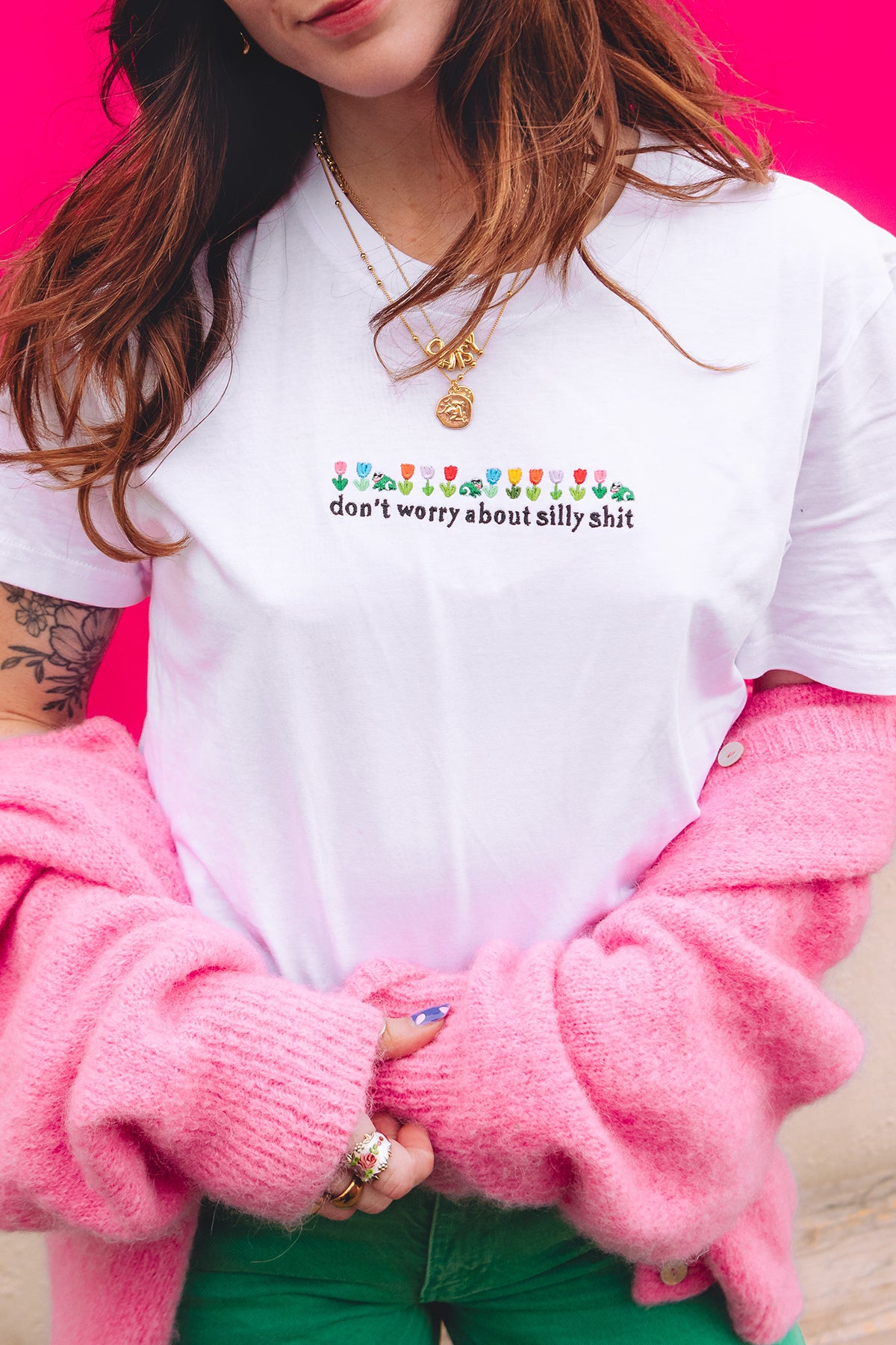 Don&#39;t Worry About Silly Shit Embroidered Organic T-Shirt