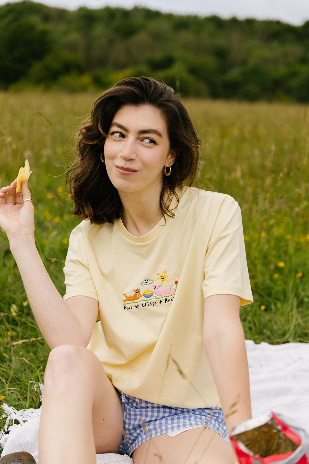 Crisps &amp; Anxiety Embroidered Organic T-Shirt